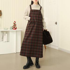 빅사이즈 311 겨울체크울버튼원피스 DLYQ234