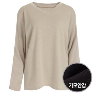 [샵앤] 기획]여성 국산 이너 브이넥 무지 기모 긴팔 티셔츠 DAI-WSH-1209-베이지