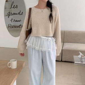 [다잇템]여자 코디 키치룩 캐쥬얼 땡땡이 레이스 스커트