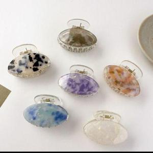 [에이치플러스몰]헤어 자개 타원형 집게핀 아크릴 5cm 왕집게핀 헤어밴