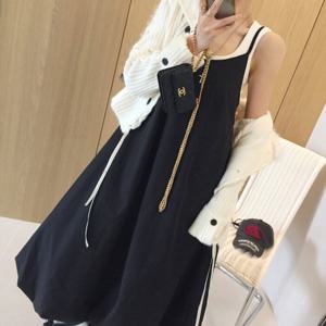 아이미마인 / 편집 브이넥 끈 뷔스티에 펌킨 벌룬밑단 솜패딩 바스락 롱원피스 (2color)