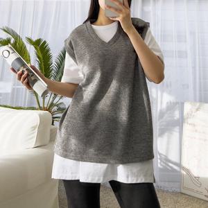 H스타일(MZ)리브드V조끼 봄 여름 니트 조끼 베스트 남녀공용 루즈핏 빅사이즈