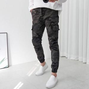 [쿼터]남자 기모 본딩 스판 반밴딩 카모 카고 조거팬츠 4color