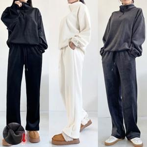 ★당일출고/~2XL까지★포근기모 루즈핏 벨벳코듀로이 반집업 롱일자 밴딩 상하의 세트_88014