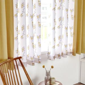 까르데코 옐로블라썸 화이트+솔리드 창문 암막커튼 4장