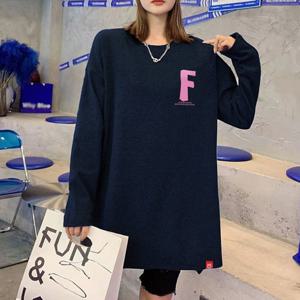 무료배송 에프 여성 오버핏 기모 롱 티셔츠 맨투맨 티셔츠  옆트임 루즈핏 박시 빅사이즈 롱티