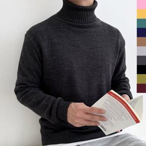 블레오 남성 겨울 목폴라 기본 무지 데일리 긴팔 니트