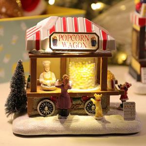 2025 크리스마스 움직이는 팝콘샵 오르골 무드등 선물 랜턴 인테리어 장식 소품