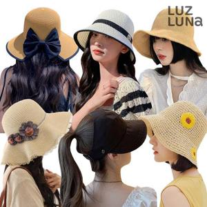 [루즈루나] 라탄 밀짚 라피아 플로피햇 벙거지 모자