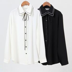 빅사이즈사랑해요 E013L203 구름꽃쉬폰롱블라우스 WB