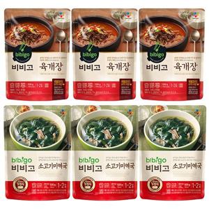 비비고 육개장 500g x 3팩 + 미역국 500g x 3팩