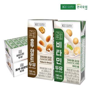 건국두유 190ml x 48팩 (호두아&몬드 두유 24팩+비타민 두유 24팩)