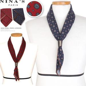 [니나스파리]에스닉잔꽃사각.남성스카프.가죽홀더포함(5NS152)