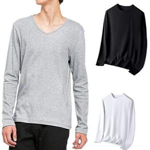 [로아리빙]무지 긴 팔 티셔츠 기모 이너 레이어드 라운드티 브이넥