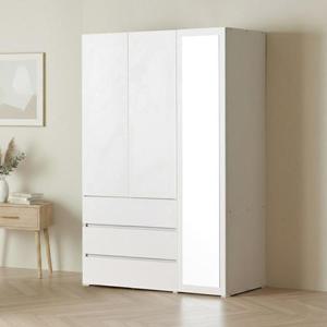 아씨방가구 마일 터치 행거 3단 서랍+전신거울 옷장 세트 1200