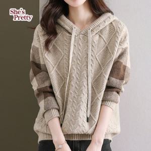 [쉬즈프리티] 호야소매패턴후드니트_여성니트