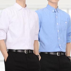 [로아리빙]남성 셔츠 링클프리 무지 옥스포드 긴팔 셔츠