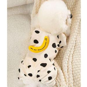 반려견긴팔올인원 강아지 도트 입체 바나나 올인원 1P 간절기 점프수트