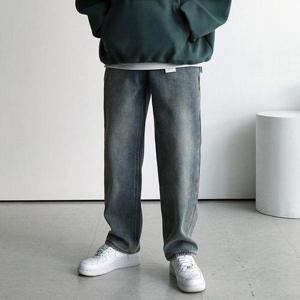 [맨즈북]두툼 밍크안감 남성 기모 와이드청바지 겨울 워싱데님