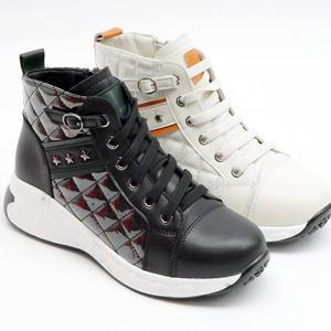 [더힐]애나멜 콤비 엠보 겨울 여성여자 운동화 하이탑 기모 스니커즈 4cm smm6828