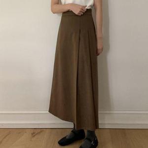 [삐까삐까]세미 정장 핀턱 주름 뒷밴딩 울 기모 모직 겨울 맥시 롱 스커트