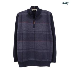 [에스엠진]SMJ1428 남자 니트 집업 니트 기모 티셔츠 중년 남성