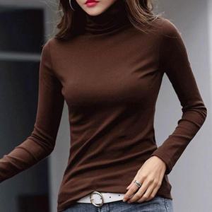 데일리템 여성 슬림 목폴라 겨울 데일리 티셔츠 얇은 기모 이너
