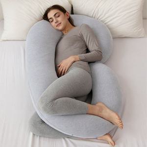 C자형 바디필로우 안고자는 베개 애착베개 긴 롱 쿠션 대형 팔베개 착붙 라이트그레이 F171