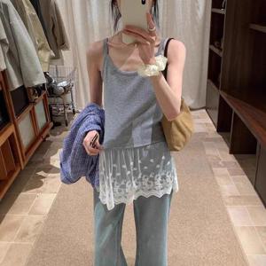 [무드무드] 데놀 자수 레이스 레이어드 나시