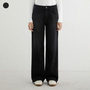 갤러리아_게스 여성 기모 흑청 와이드 청바지 YP4D9195