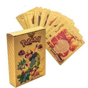 새로운 55PCS 포켓몬 카드 골드 블랙 Vmax GX Charizard 카드 상자 Mewtwo 희귀 컬렉션 배틀 트레이너 카드 어린이 장난감 선물