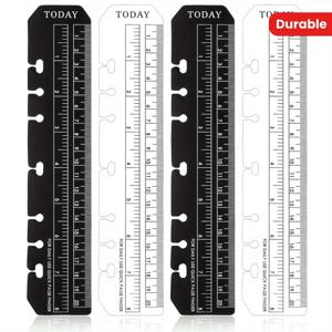 4 세트 A5 크기 스냅 바인더 페이지 마커 - 내구성이 뛰어난 플라스틱 북마크 눈금자, 6홀 노트북용 검정색/투명 분배기
