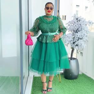 2025 여성용 우아한 아프리카 드레스, 새로운 패션 아프리카 의류 플러스 사이즈 레이스 웨딩 파티 드레스, 다시키 안카라 의상 로브