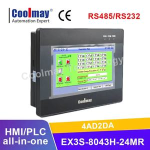 쿨메이 공장 4.3인치 HMI PLC 올인원 12DI 12DO 릴레이 출력 4AD2DA MODBUS RTU RS485 RS232 지원 세차기