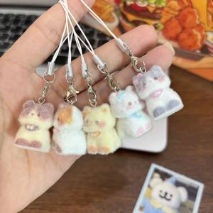 귀여운 동물 강아지 고양이 펜던트 키체인 열쇠고리 가방 이어폰 자동차 키체인 장식 키체인 액세서리 폰 체인 끈