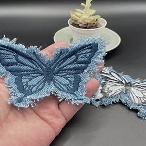 천 패치 카우보이 패브릭 태슬 마오 챙 버터플라이 자수 씰 천 모자 바지 장식 드레스 천 패치