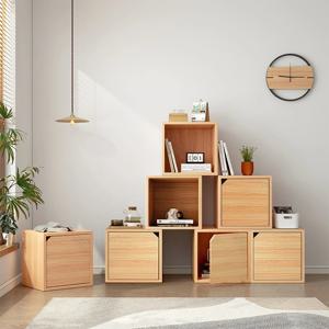 프리 조합 책장 수납장 DIY 격자 캐비닛 심플한 가정용 미니 책장 원목색