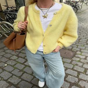 여성용 토시 캐주얼 니트 스웨터 가디건, 루즈핏 솔리드 가을 2025 신상 이너 탑 코트 의류, 골지 여성 니트 가디건