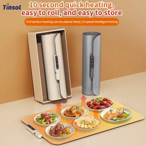 틴솔 푸드 워머 패드 접이식 실리콘 히팅 패드 휴대용 식사 카트 단열 패드 8단계 온도 조절