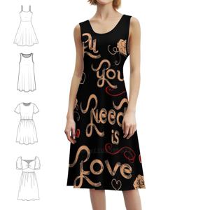 당신에게 필요한 것은 사랑뿐입니다. 여성용 한국 스타일 캐주얼 드레스, 심플한 데일리 오피스룩, 사랑, 친구, 우정, 파트너십을 위한 드레스입니다.