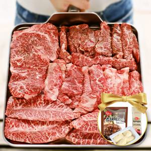 1++ 한우 투뿔 소고기 캠핑 홈파티 세트 등심 안심 채끝 부채 설꽃구이 모둠 세트 1.2kg (3종소스 증정)