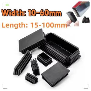 사각 파이프 플러그 10-60 15-100 검정색 블랭킹 엔드 캡 직사각형 파이프 튜브 캡 삽입 플러그스테이블 의자 가구 발 커버