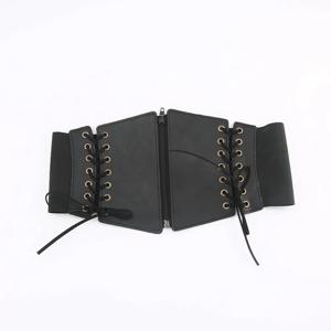 개성있는 PU 가죽 지퍼 커머번드 드레스 거들 하이웨이스트 여성 허리띠 스트랩 와이드 벨트 여성용