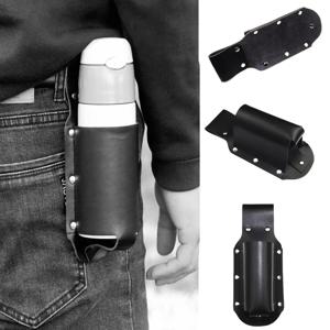 남성용 물컵 액세서리는 몸에 걸 수 있습니다. PU 맥주병 컵 커버, 순수한 검정색. 출장에 적합합니다.