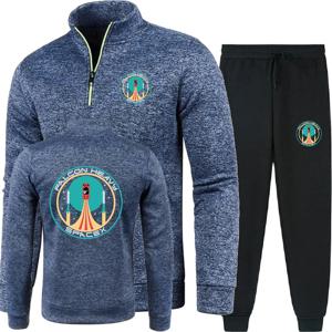 청소년용 스페이스엑스 팔콘 헤비 남성 2피스 세트 후드티 바지 두 조각 세트 스웨트셔츠 반지퍼 소프트 플리스 터틀넥 스웨터 남성용