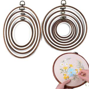 10개입 바느질 도구 원형 타원형 모조 나무 자수틀 세트 플라스틱 자수 링 DIY 십자수 바늘용