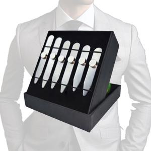 6개입 스테인리스 스틸 칼라 스티프너, 6개 자석 포함, 자석 칼라 스테이, 금속 셔츠 칼라 스티프너, 남성용 선물용 박스 포함