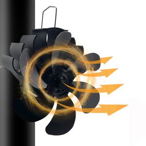 목재 스토브 팬, 6 블레이드 열 구동 스토브 팬 목재/로그 버너/목재 버너 스토브 용 비 전기 벽난로 팬, 친환경