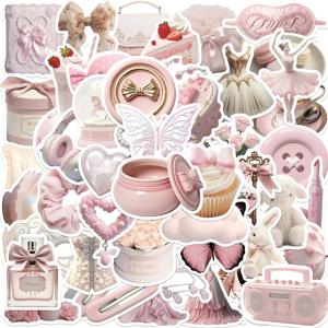 10/30/50PCS Kawaii 핑크 발레 PVC 스티커 미적 한국어 편지지 장식 Scrapbooking 학교 용품 어린이를위한