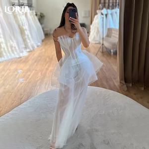 LORIE 빈티지 인어 웨딩 원피스, A 라인 스트랩리스 프릴, 연인 공 신부 가운, 공주 반짝이는 신부 가운, 맞춤형